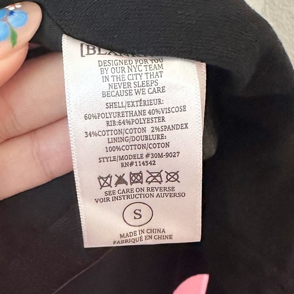 Blank NYC Drape Front Jacket Open Waterfall Faux Leather Knit Moto S - Picture 9 of 10